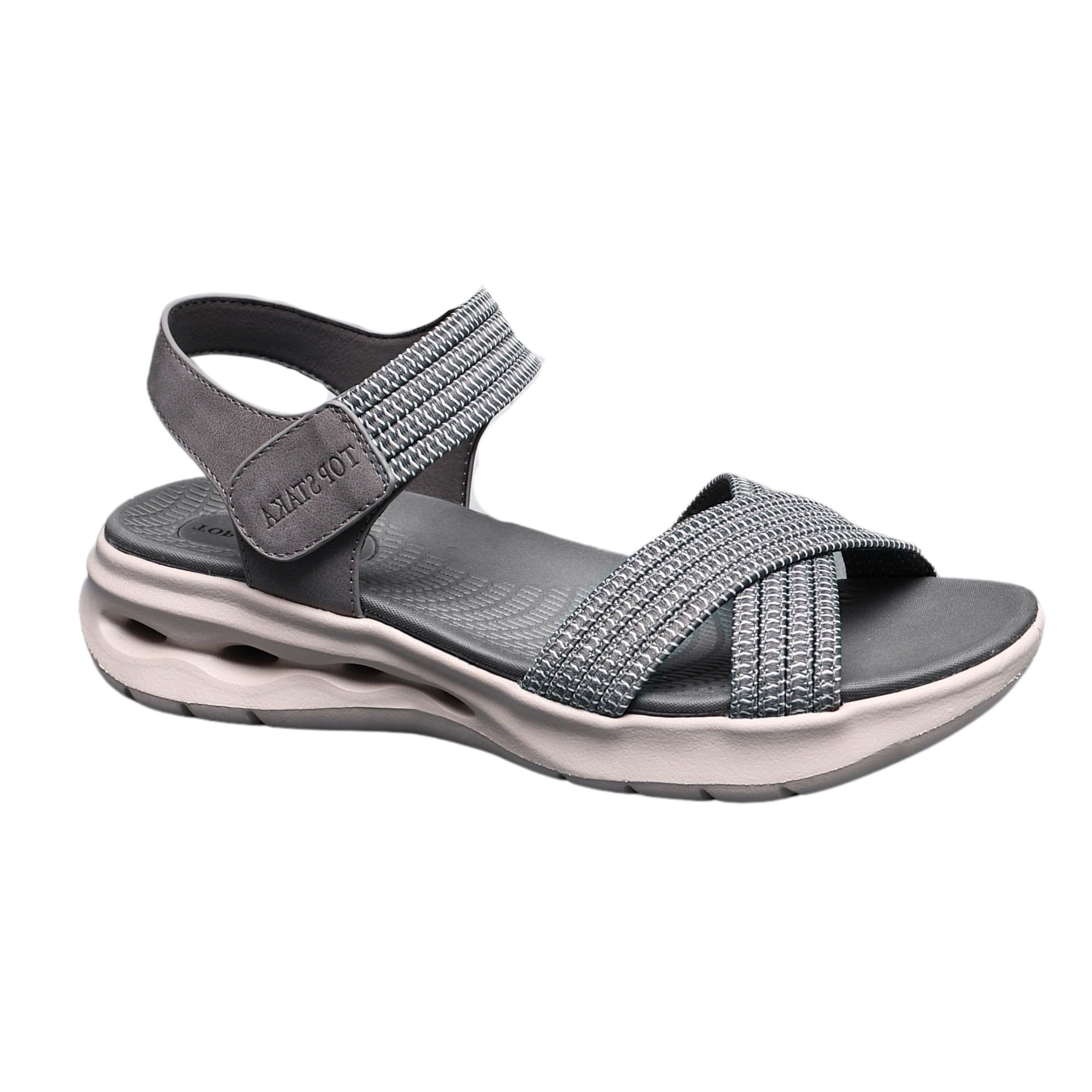 IVACHY Women's Casual Sandals - Comfortable Platform Heel in Grey | Size: 4
