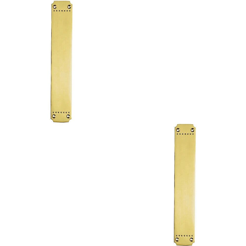 2x Ornate Door Figner Plate Dot Pattern 370 x 64mm Brass Push Plate