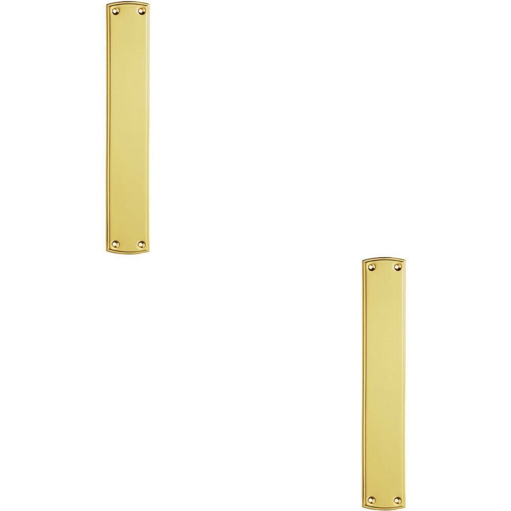 2x Large Ornate Door Finger Plate Stepped Border 382 x 65mm Polished Brass