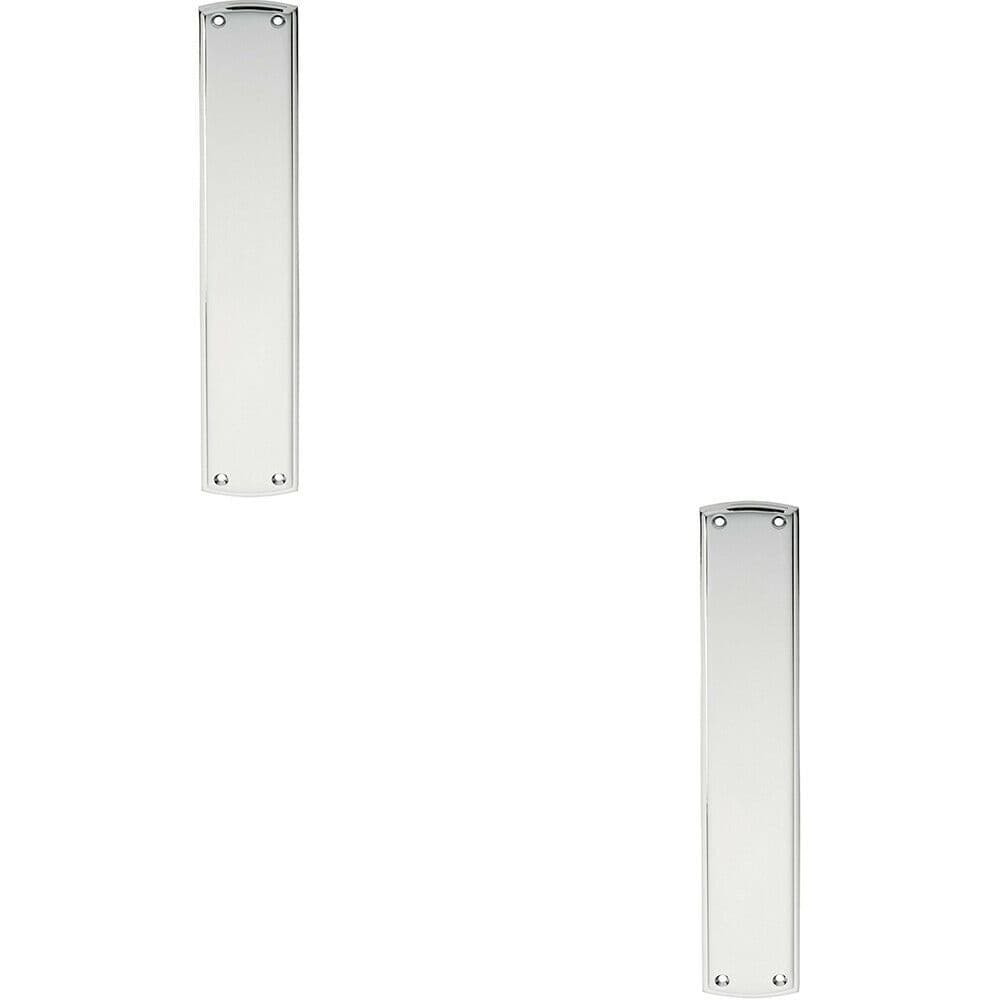 2x Large Ornate Door Finger Plate Stepped Border 382 x 65mm Polished Chrome