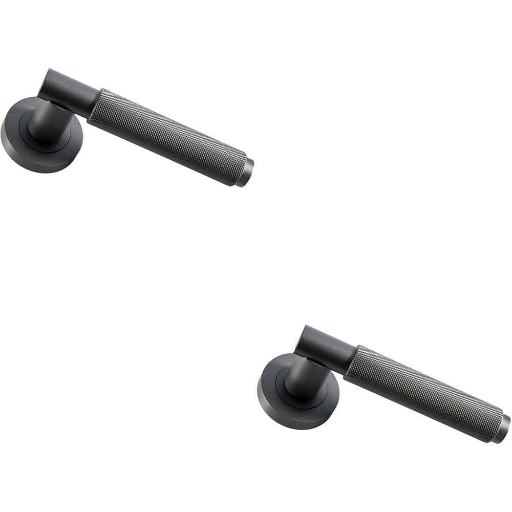 2x PAIR Knurled Grip Round Bar Handle on Round Concealed Fix Matt Bronze
