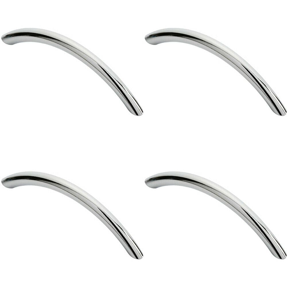4x Curved Bow Cabinet Pull Handle 119 x 10mm 96mm Fixing Centres Chrome