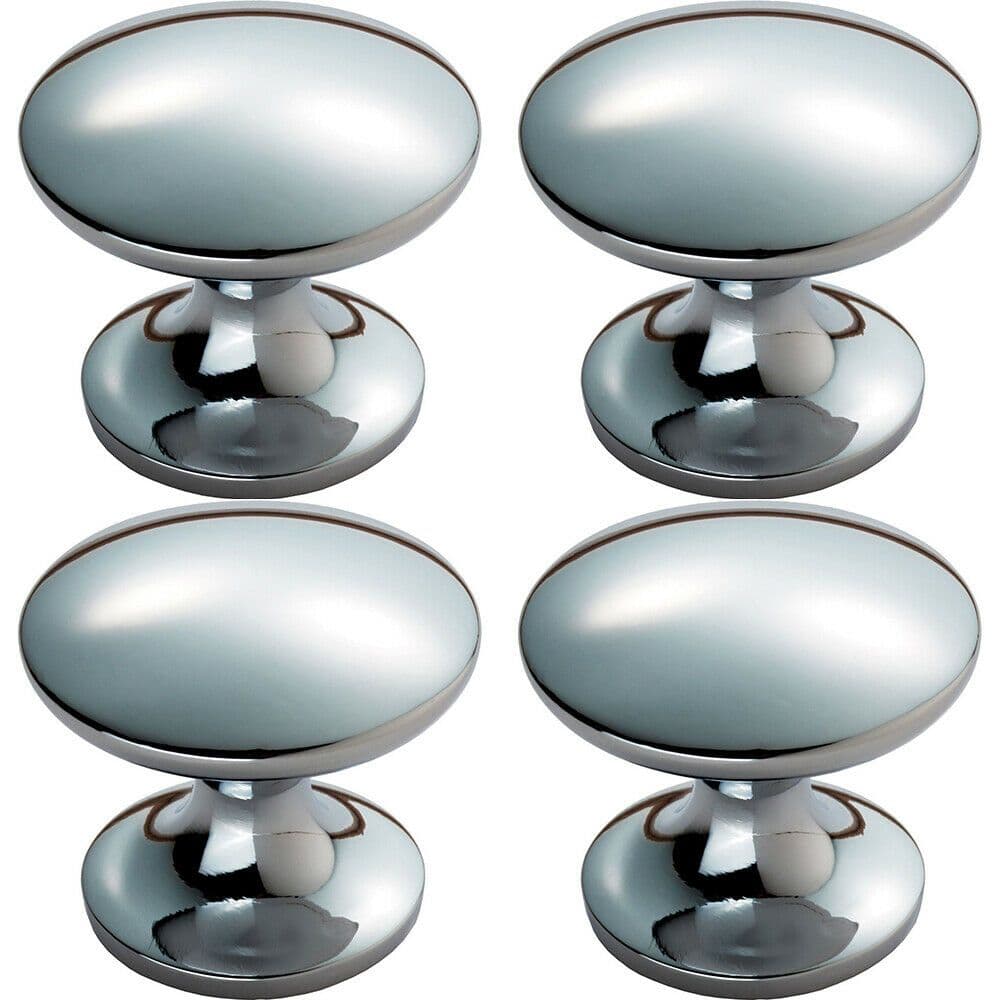 4x Fingertip Cabinet Door Knob 30mm Diameter Polished Chrome Cupboard Handle