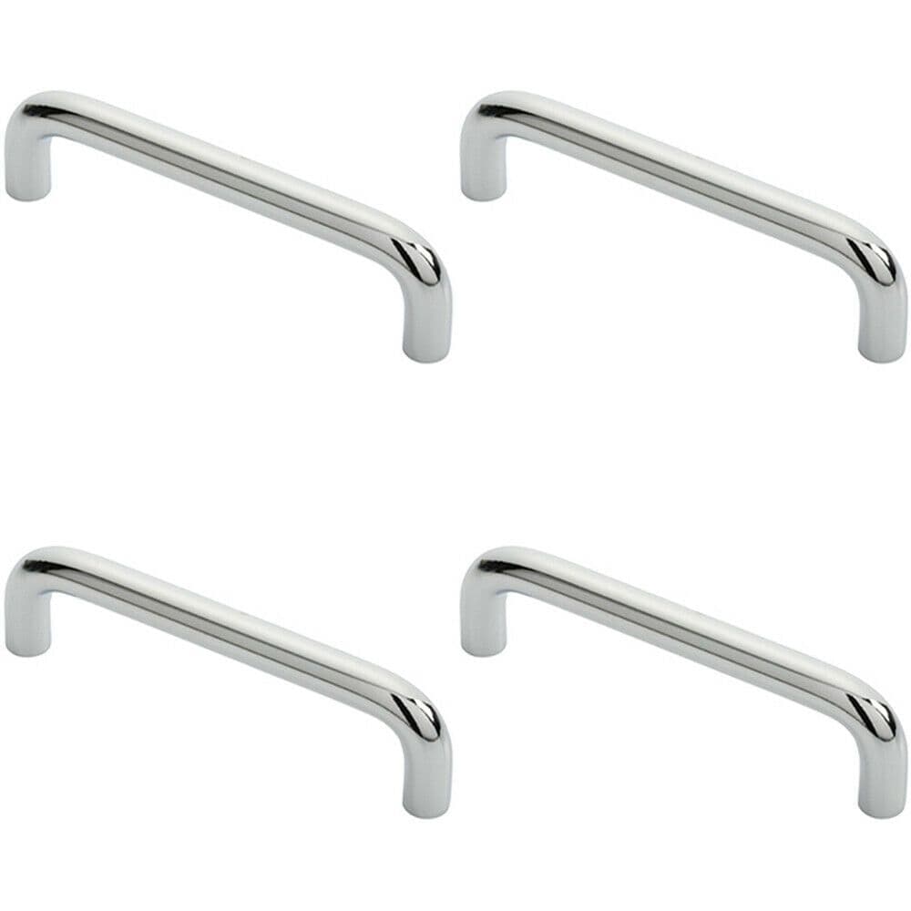 4x Round D Bar Cabinet Pull Handle 106 x 10mm 96mm Fixing Centres Chrome