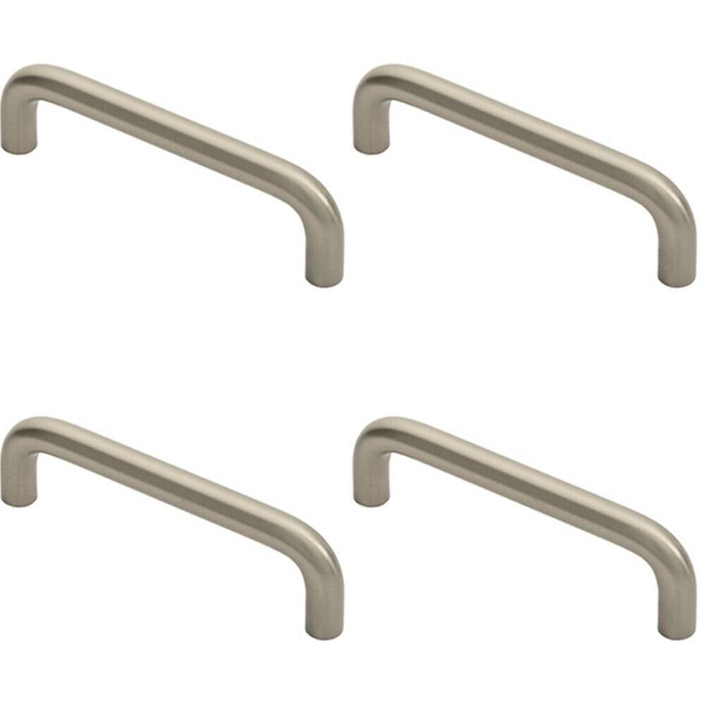 4x Round D Bar Cabinet Pull Handle 106 x 10mm 96mm Fixing Centres Satin Nickel