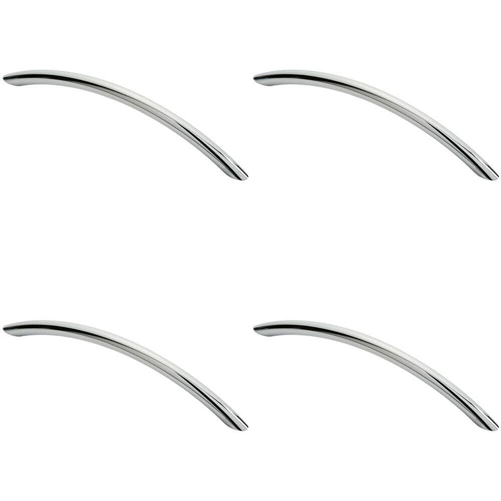 4x Curved Bow Cabinet Pull Handle 190 x 10mm 160mm Fixing Centres Chrome