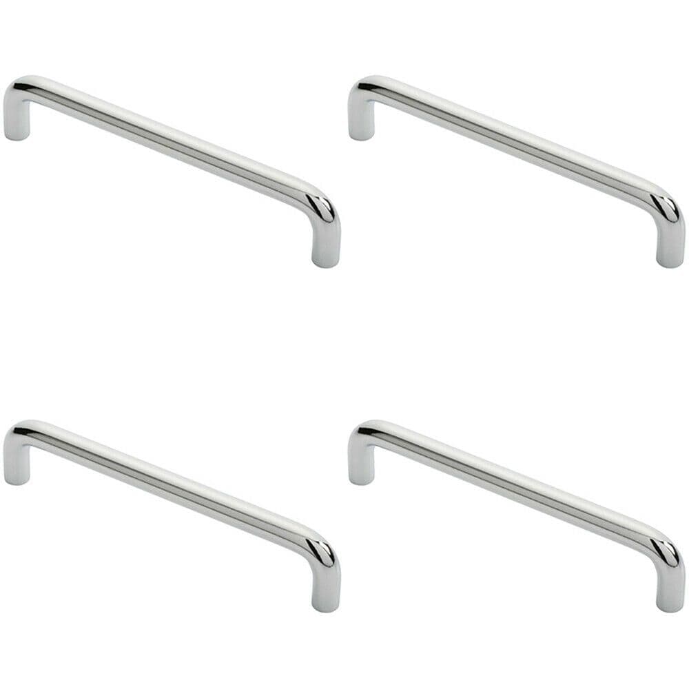 4x Round D Bar Cabinet Pull Handle 138 x 10mm 128mm Fixing Centres Chrome