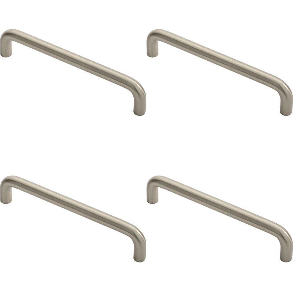 4x Round D Bar Cabinet Pull Handle 138 x 10mm 128mm Fixing Centres Satin Nickel