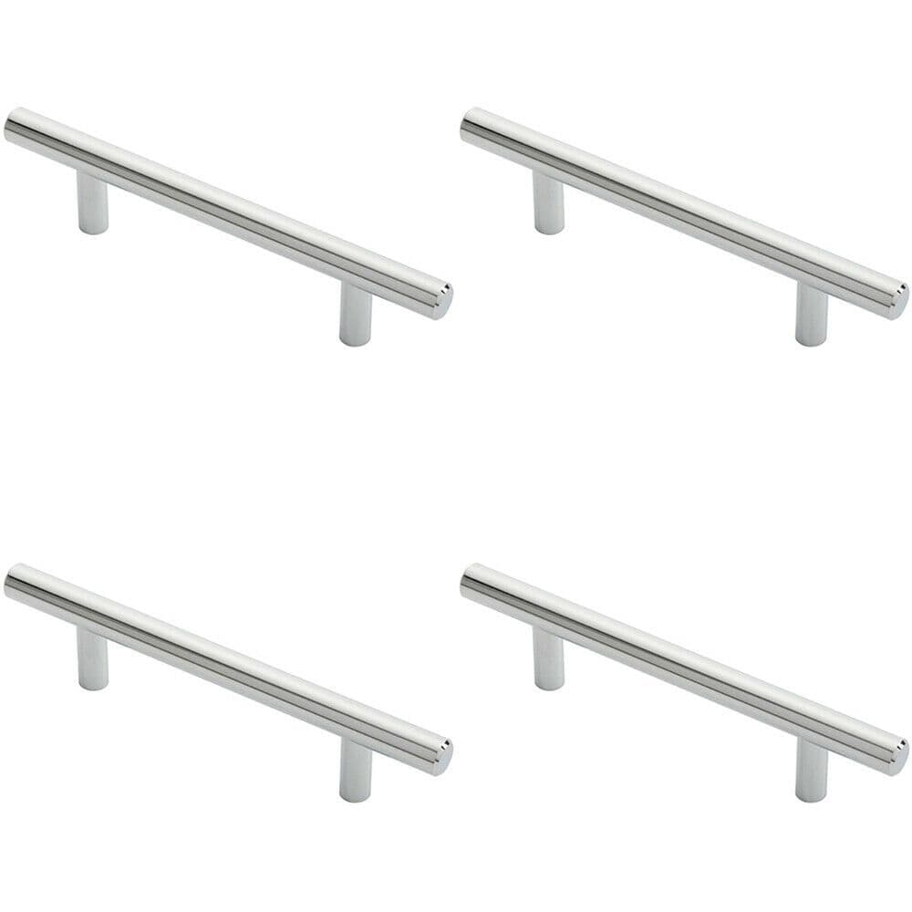 4x Round T Bar Cabinet Pull Handle 156 x 12mm 96mm Fixing Centres Chrome