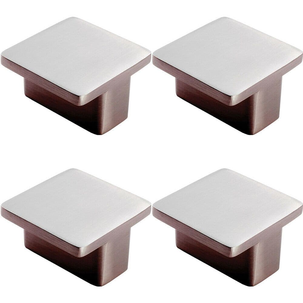 4x Square T Shape Cupboard Door Knob 38 x 38mm Satin Nickel Cabinet Handle
