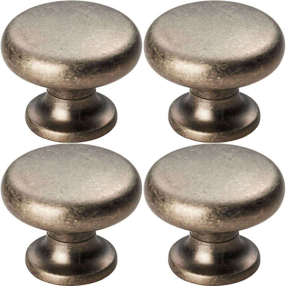 4x Flat Faced Round Door Knob 34mm Diameter Small Cabinet Handle