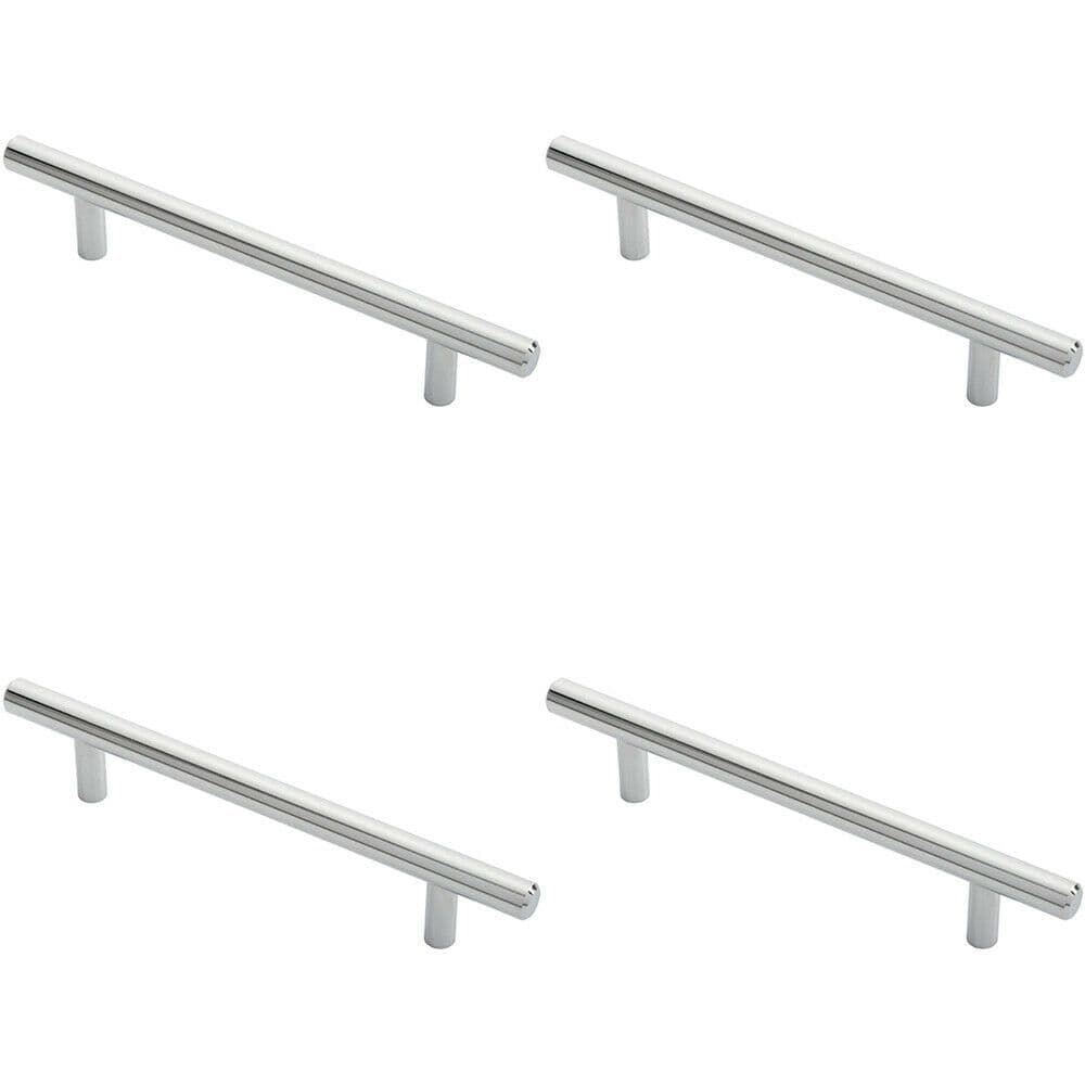 4x Round T Bar Cabinet Pull Handle 188 x 12mm 128mm Fixing Centres Chrome