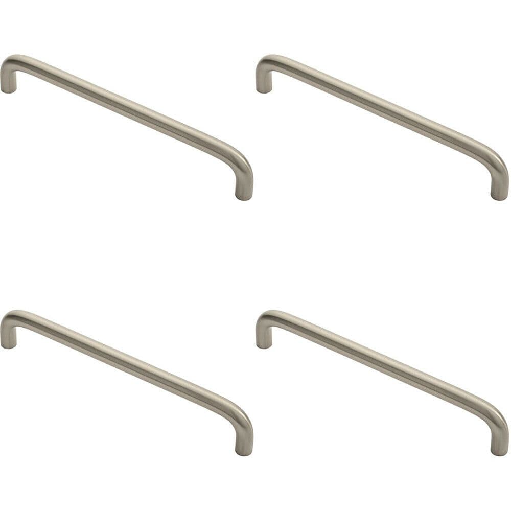 4x Round D Bar Cabinet Pull Handle 170 x 10mm 160mm Fixing Centres Satin Nickel