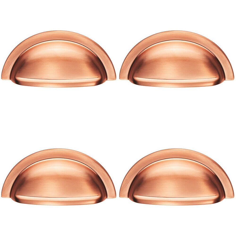 4x Cabinet Cup Pull Handle 91 x 45mm 76mm Fixing Centres Satin