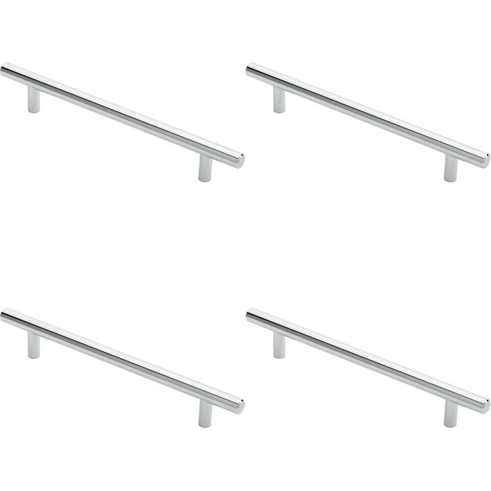4x Round T Bar Cabinet Pull Handle 220 x 12mm 160mm Fixing Centres Chrome