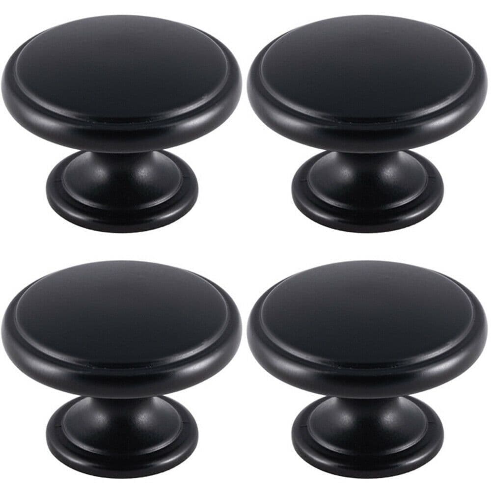 4x Ring Domed Cupboard Door Knob 38.5mm Diameter Matt Cabinet Handle
