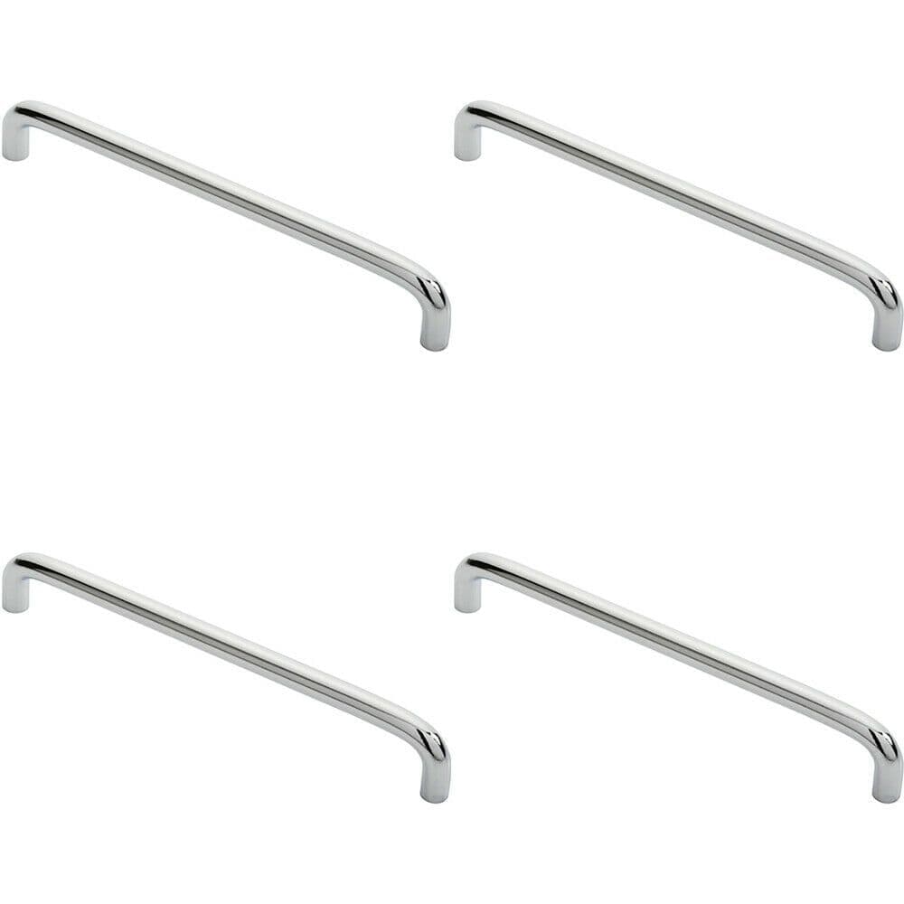 4x Round D Bar Cabinet Pull Handle 202 x 10mm 192mm Fixing Centres Chrome