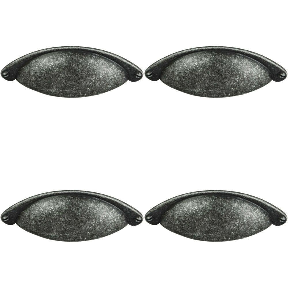 4x Traditional Cup Pull Handle 104 x 26mm 64mm Fixing Centres Pewter