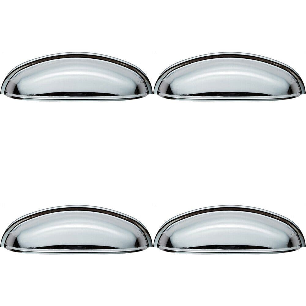 4x Shaker Cup Pull Handle 124 x 35mm 96mm Fixing Centres Polished Chrome