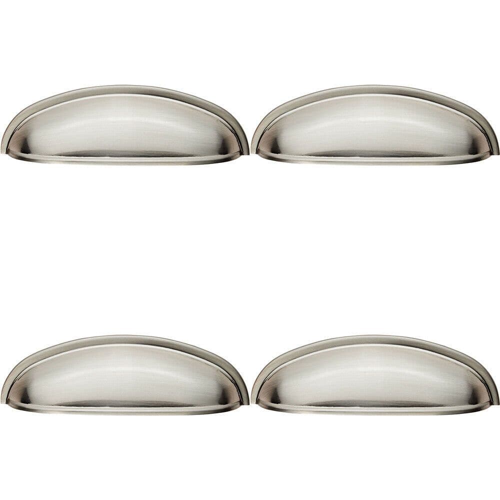4x Shaker Cup Pull Handle 124 x 35mm 96mm Fixing Centres Satin Nickel