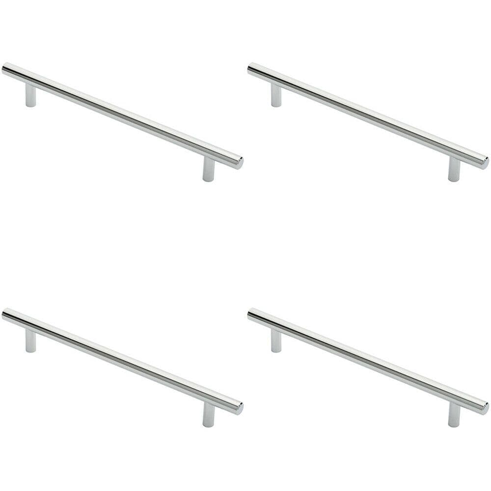 4x Round T Bar Cabinet Pull Handle 252 x 12mm 192mm Fixing Centres Chrome