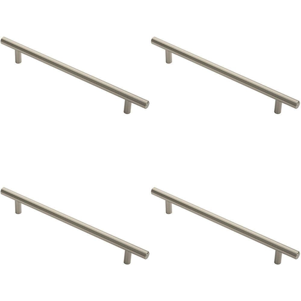 4x Round T Bar Cabinet Pull Handle 252 x 12mm 192mm Fixing Centres Satin Nickel