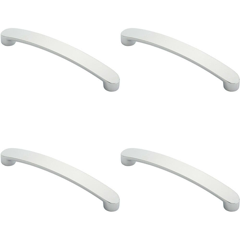 4x Flat Fronted Bow Pull Handle 140 x 12mm 128mm Fixing Centres Polished Chrome