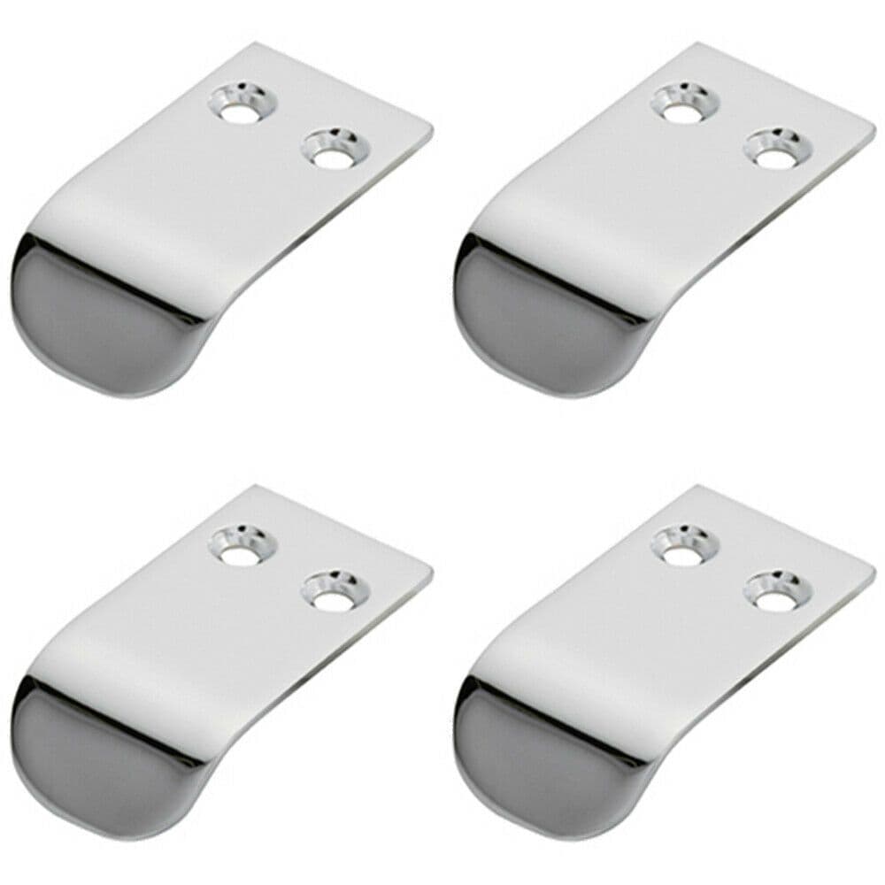 4x Semi Concealed Cabinet Finger Pull Handle 12mm Fixing Centres Polished Chrome