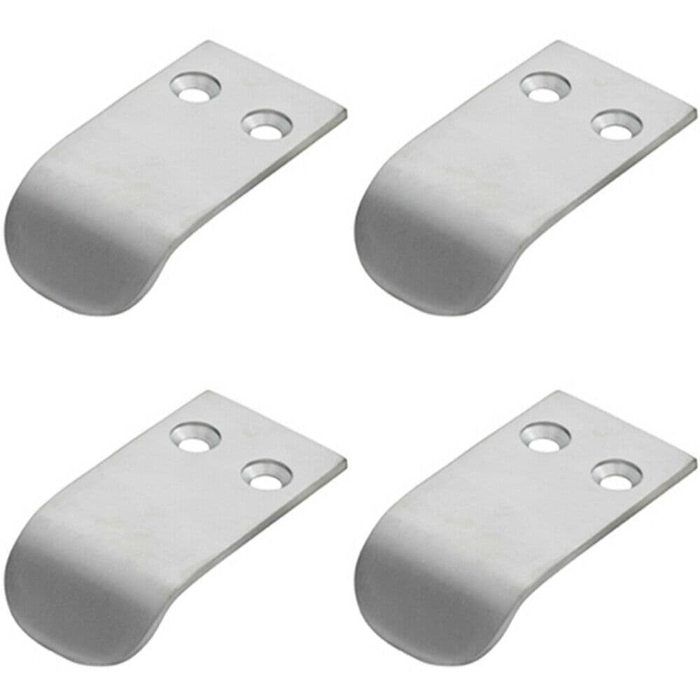 4x Semi Concealed Cabinet Finger Pull Handle 12mm Fixing Centres Satin Chrome