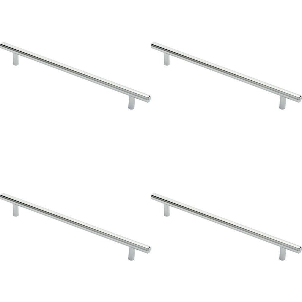 4x Round T Bar Cabinet Pull Handle 284 x 12mm 224mm Fixing Centres Chrome