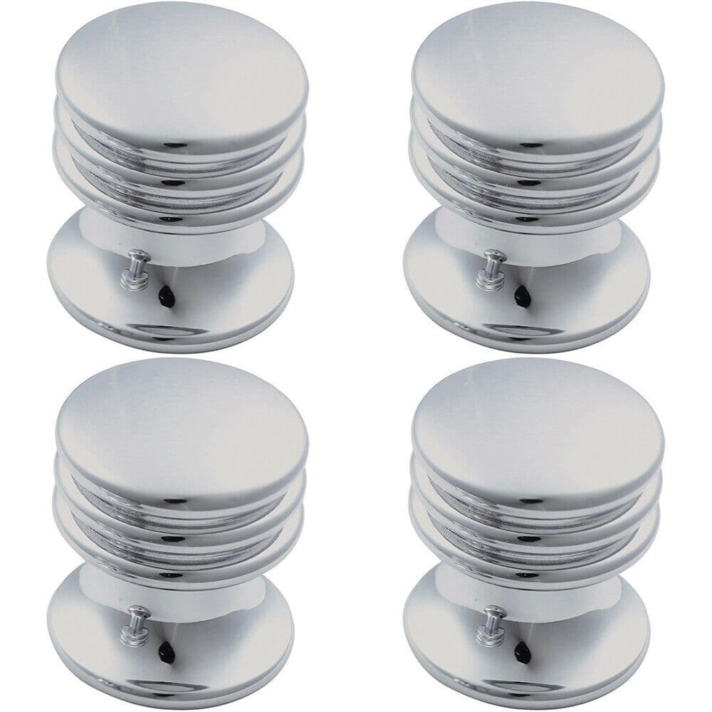 4x One Piece Textured Cupboard Door Knob 15.5mm Diameter Polished Chrome