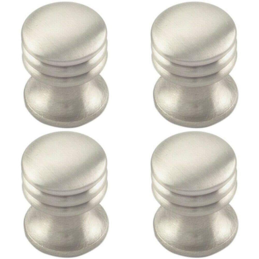 4x One Piece Textured Cupboard Door Knob 15.5mm Diameter Satin Nickel