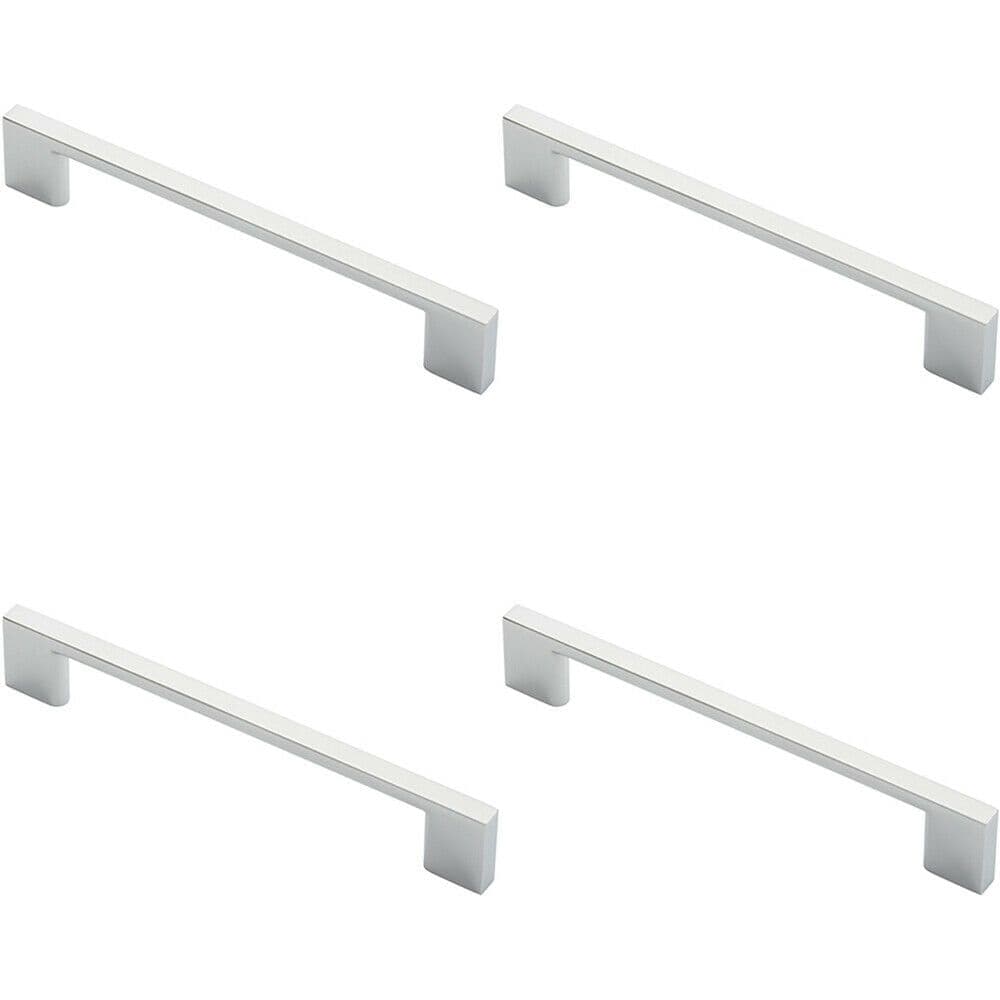 4x Slim D Shape Pull Handle 152 x 7.5mm 128mm Fixing Centres Polished Chrome