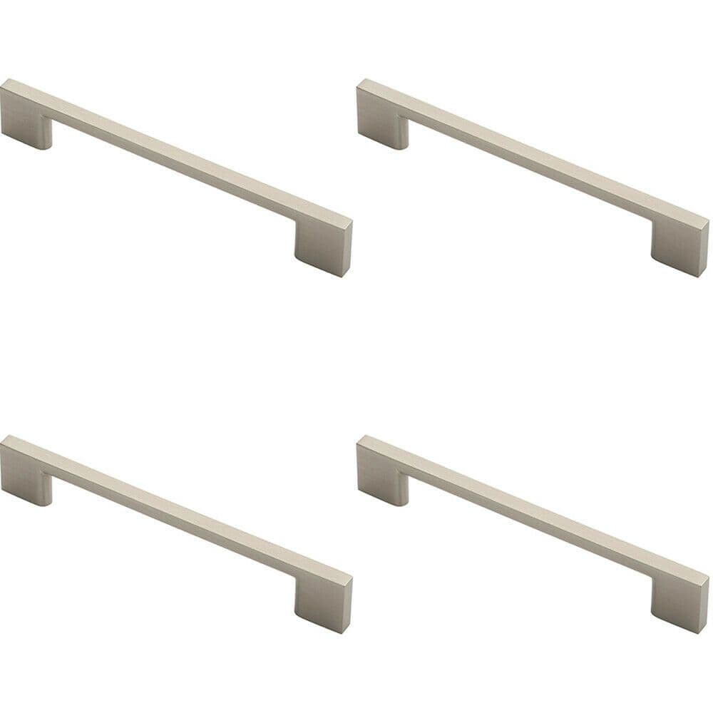 4x Slim D Shape Pull Handle 152 x 7.5mm 128mm Fixing Centres Satin Nickel