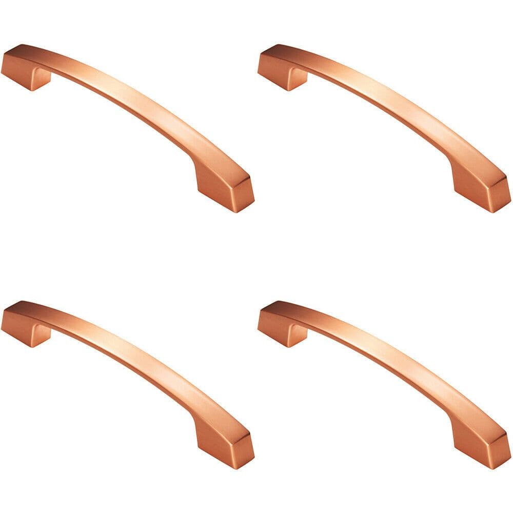 4x Curved Flat Faced Cupboard Pull Handle 160mm Fixing Centres Satin