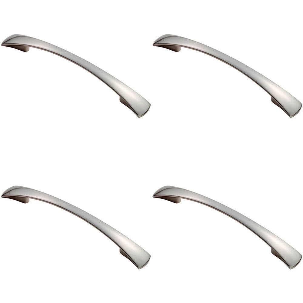 4x Tapered Pull Handle 172 x 16mm 1 28mm Fixing Centres Satin Nickel Curved Bow
