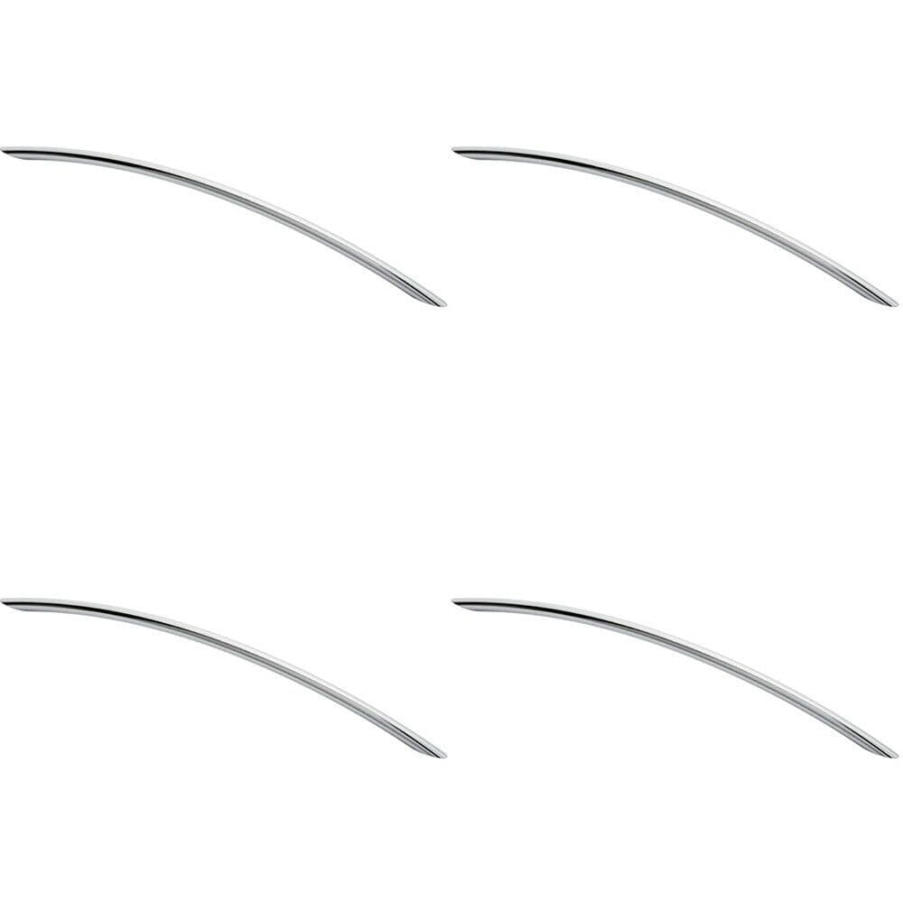 4x Curved Bow Cabinet Pull Handle 372 x 10mm 320mm Fixing Centres Chrome