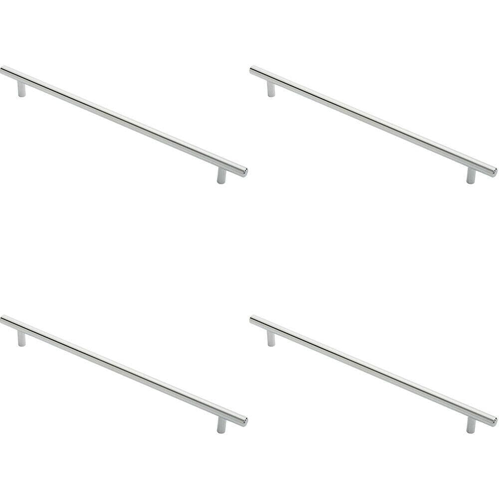 4x Round T Bar Cabinet Pull Handle 348 x 12mm 288mm Fixing Centres Chrome