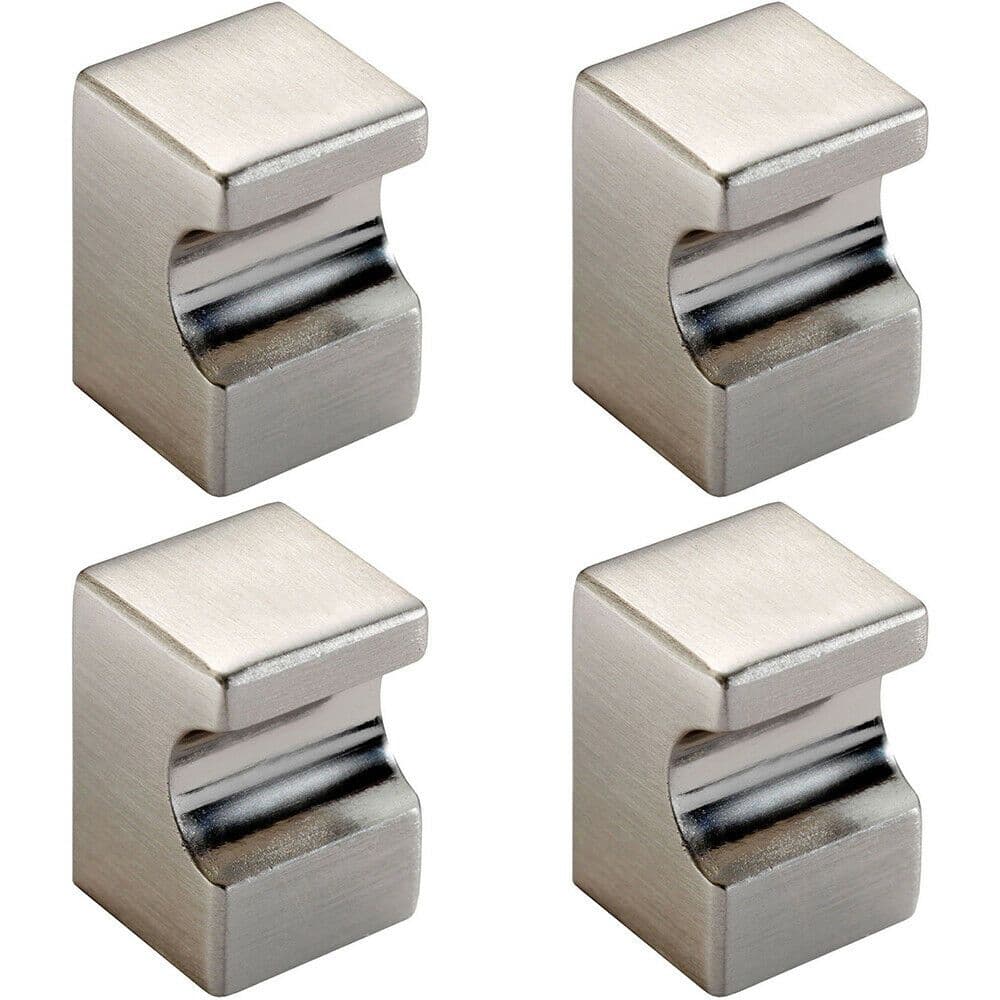 4x Square Cupboard Door Knob 18 x 18mm 25mm Projection Satin Nickel
