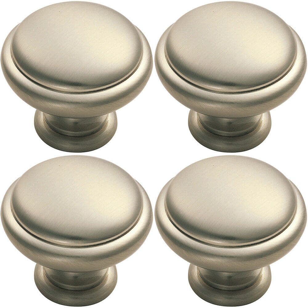 4x Domed Top Cupboard Door Knob 34mm Diameter Satin Nickel Cabinet Handle