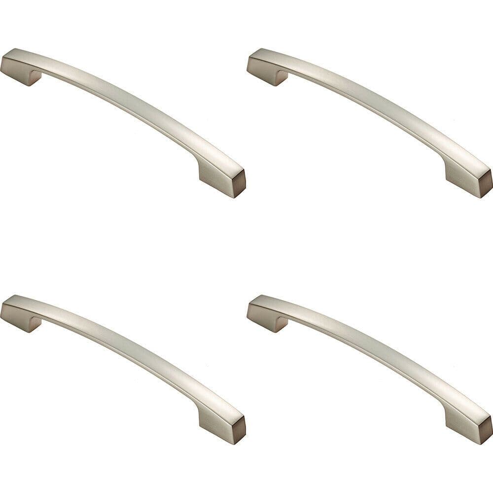 4x Curved Bridge Pull Handle 207 x 14mm 160mm Fixing Centres Polished Chrome