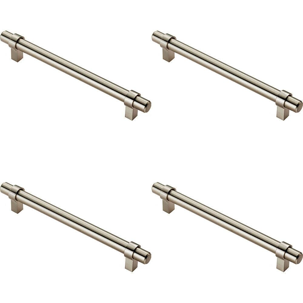 4x Round T Bar Cabinet Pull Handle 200 x 14mm 160mm Fixing Centres Satin Nickel