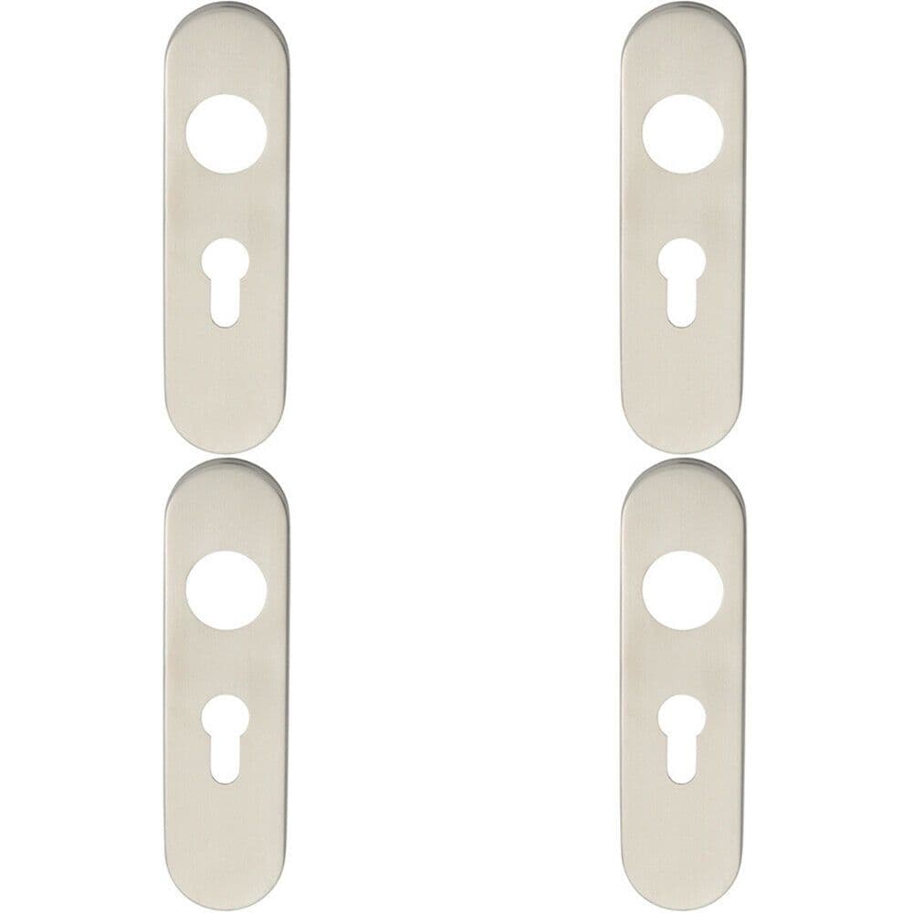 4x PAIR Radius Lock Euro Cylinder Plate Cover 170 x 45 x 8mm Satin Steel