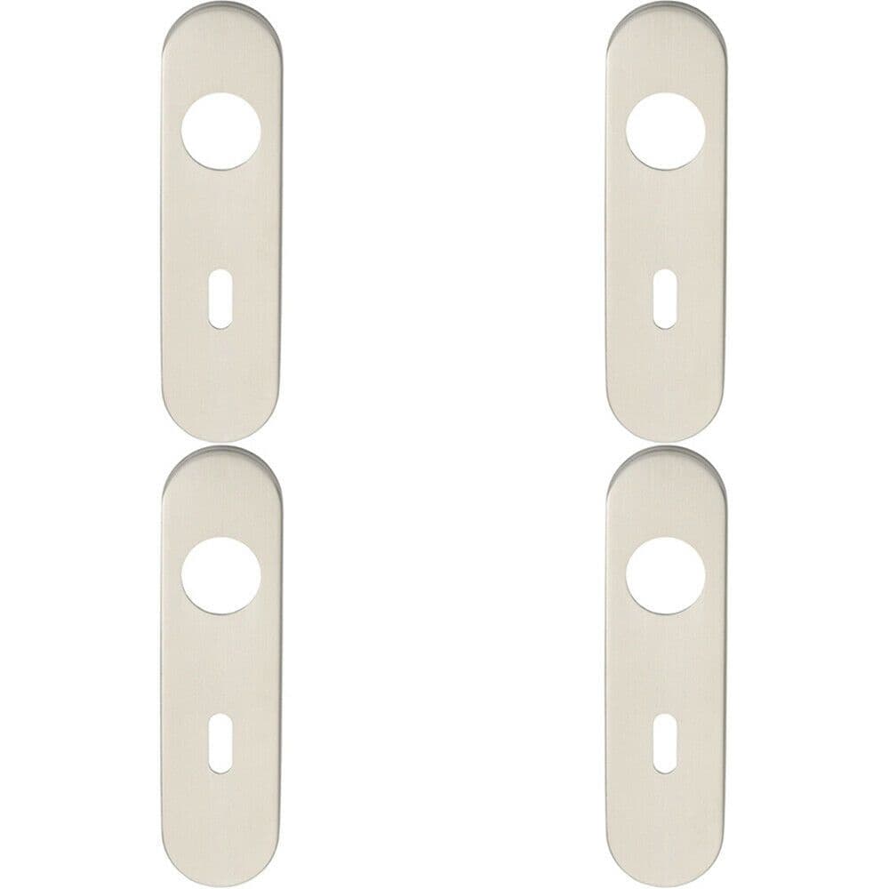4x PAIR Radius Standard Lock Handle Key Plates 170 x 45 x 8mm Satin Steel