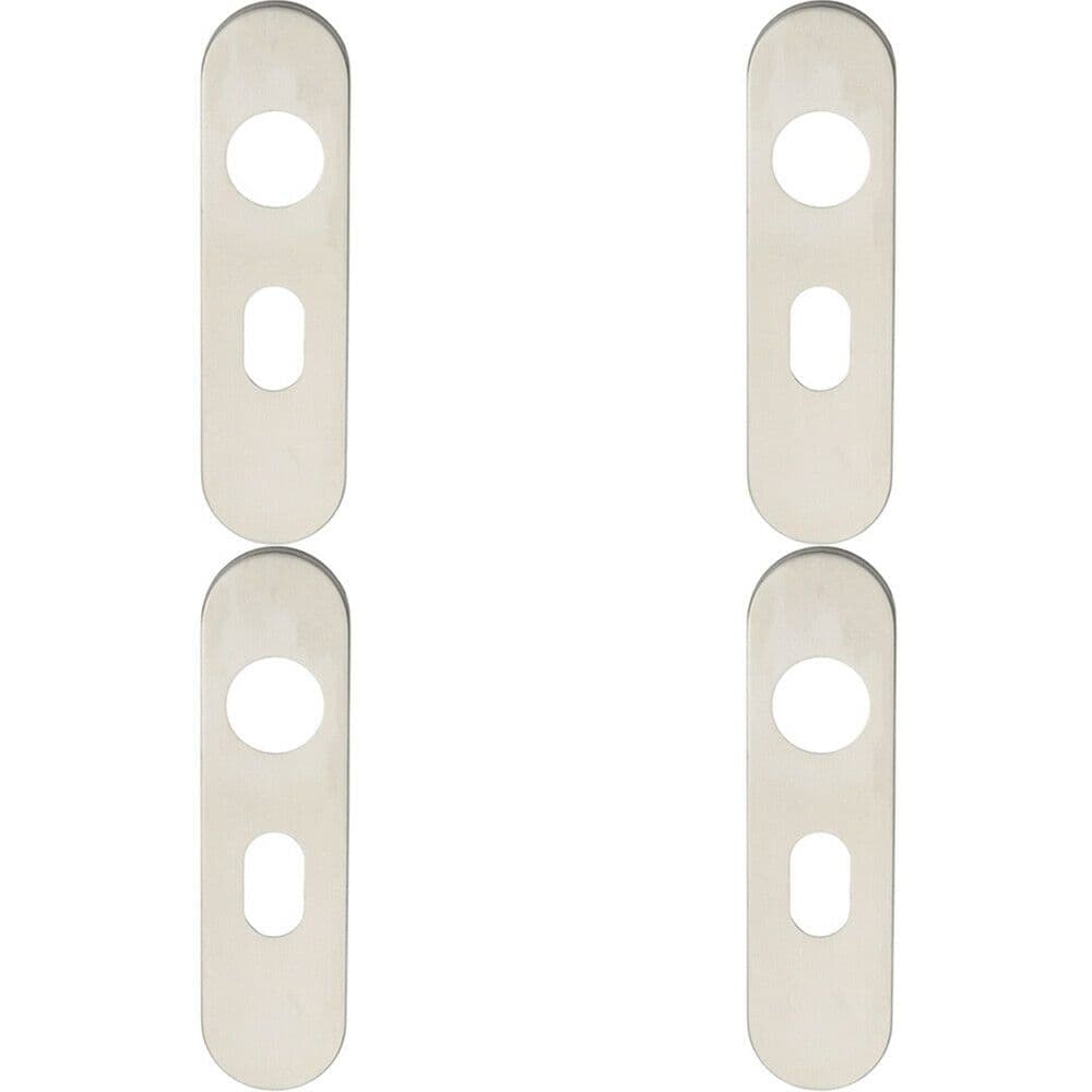 4x PAIR Radius UK Oval Cylinder Plate Cover 170 x 45 x 8mm Satin Steel