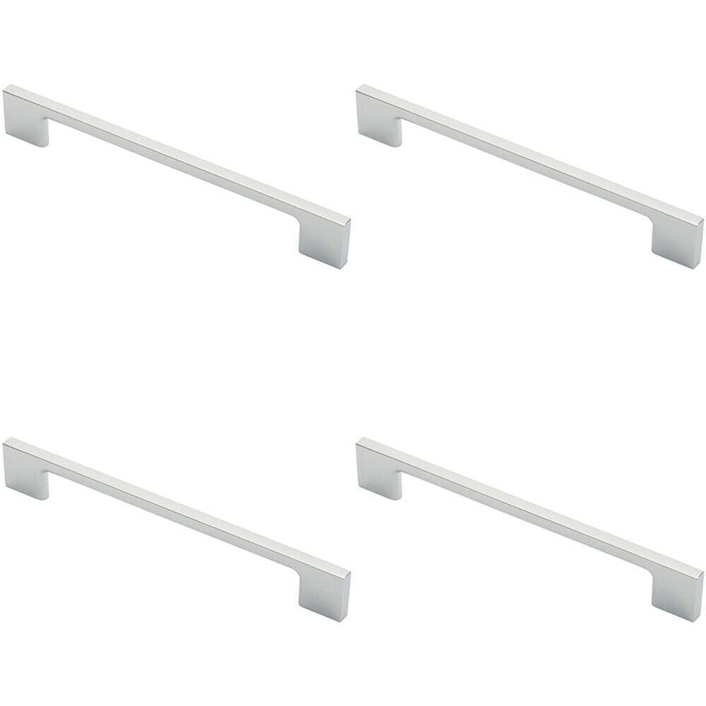 4x Slim D Shape Pull Handle 190 x 7mm 160mm Fixing Centres Polished Chrome
