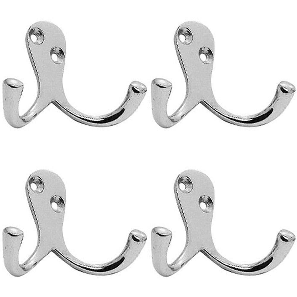 4x Victorian One Piece Double Bathroom Robe Hook 26mm Projection Polished Chrome