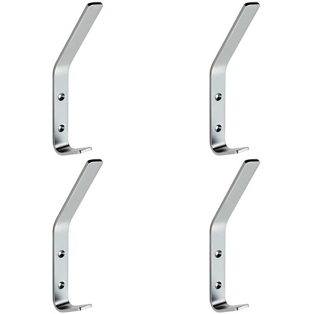 4x Flat One Piece Hat & Coat Hook 175 x 20mm Satin Anodised Aluminium