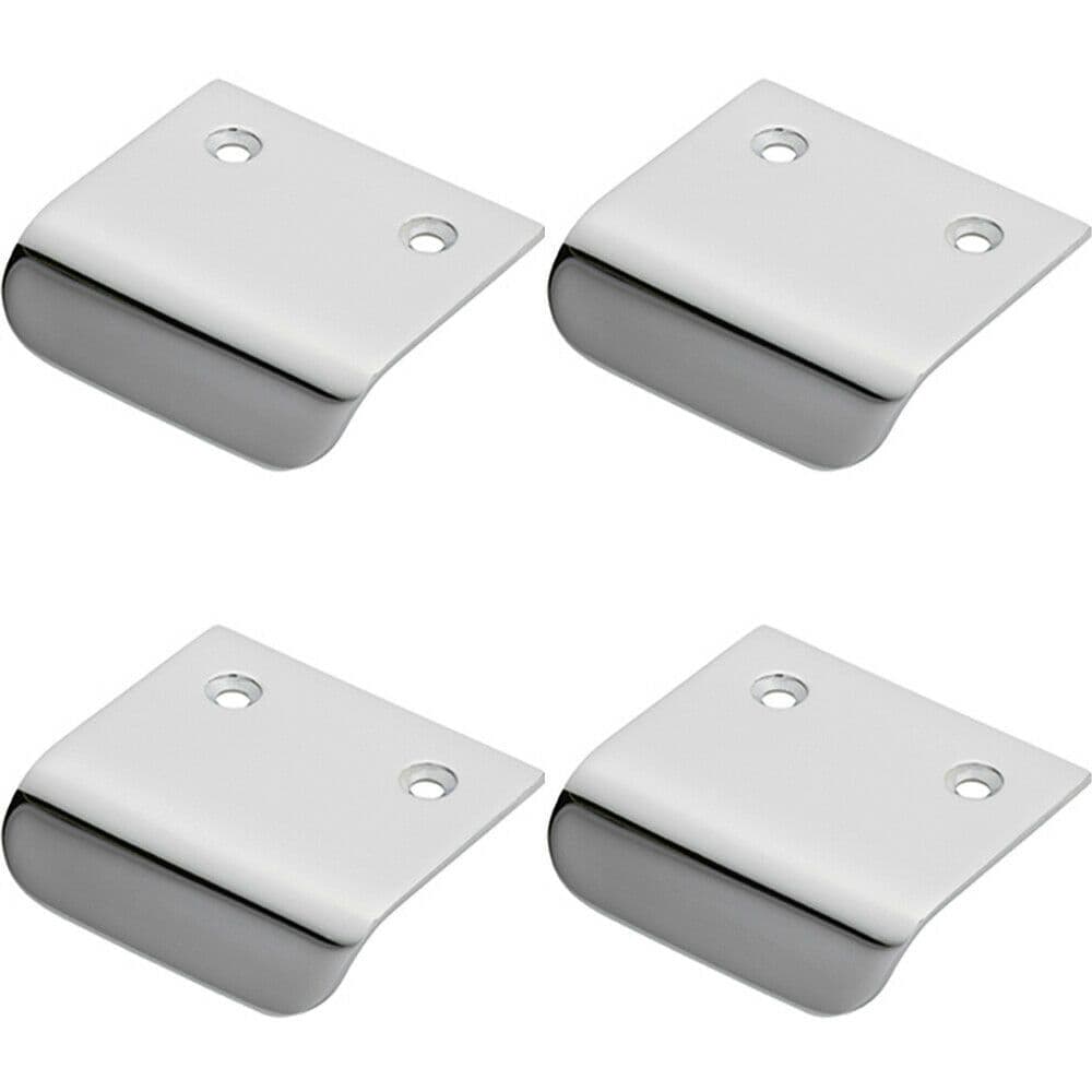 4x Semi Concealed Cabinet Pull Handle 48 x 50mm 14mm Lip Polished Chrome