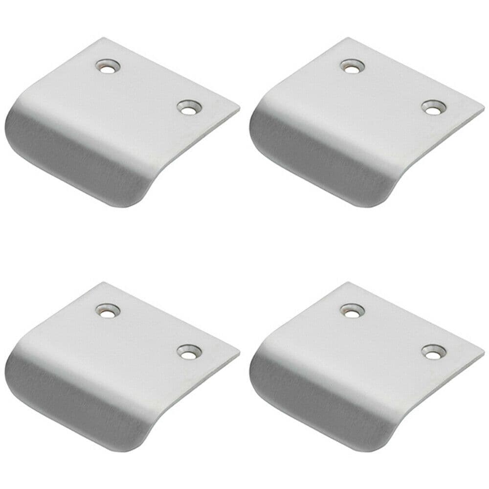 4x Semi Concealed Cabinet Finger Pull Handle 29mm Fixing Centres Satin Chrome